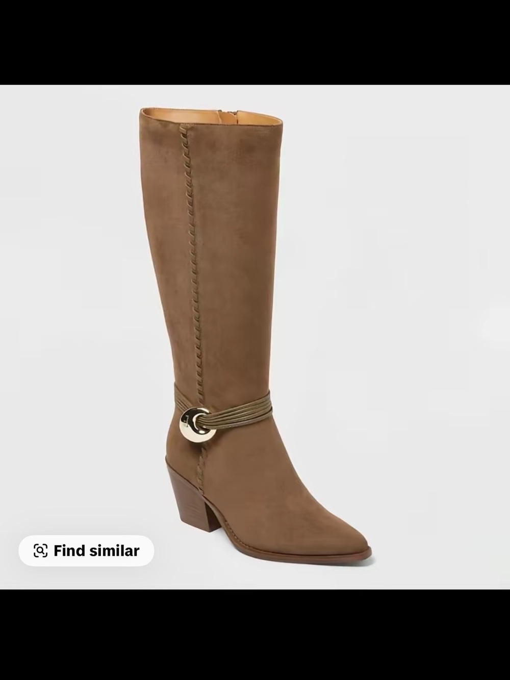 Rio Whip Stitch brown suede Tall knee-high Boots with Memory Foam Insole